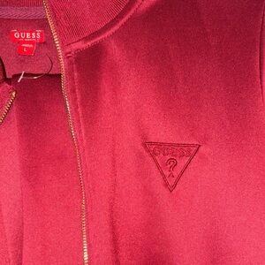 Guess Burgundy Red Triangle Logo Track Jacket with matching pants